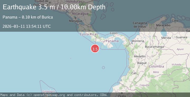Map of OFF COAST OF COSTA RICA