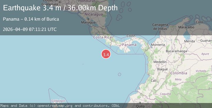 Map of OFF COAST OF COSTA RICA