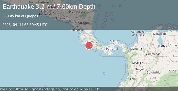 Map of OFF COAST OF COSTA RICA