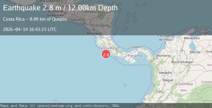 Map of OFF COAST OF COSTA RICA