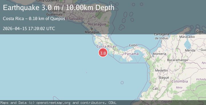 Map of OFF COAST OF COSTA RICA