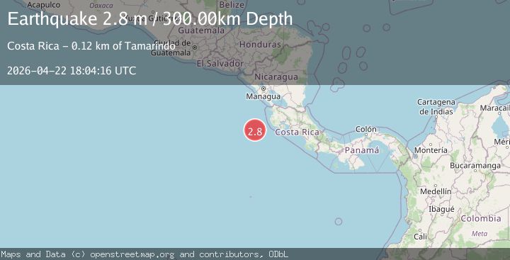 Map of OFF COAST OF COSTA RICA
