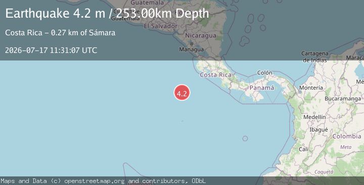 Map of OFF COAST OF CENTRAL AMERICA