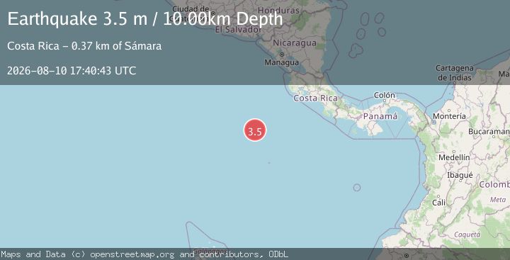 Map of OFF COAST OF CENTRAL AMERICA