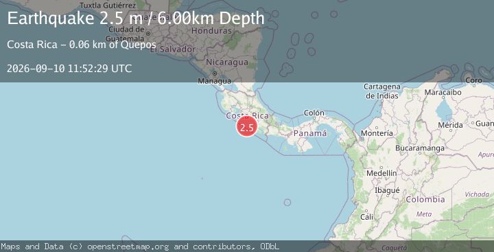 Map of OFF COAST OF COSTA RICA