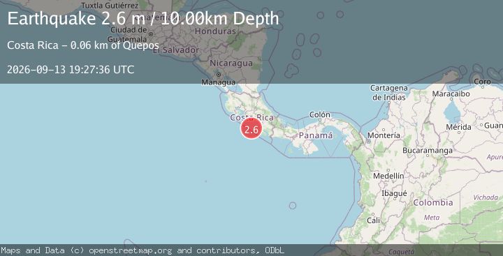 Map of OFF COAST OF COSTA RICA