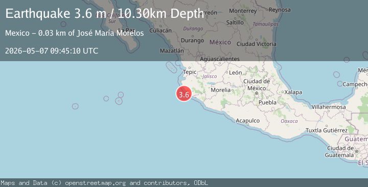 Map of OFFSHORE JALISCO, MEXICO