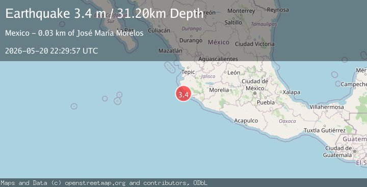 Map of OFFSHORE JALISCO, MEXICO
