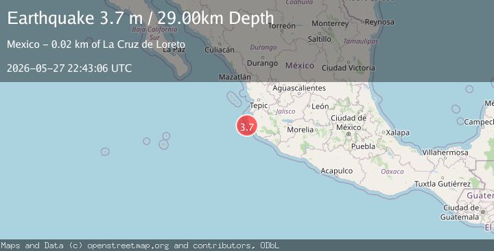 Map of OFFSHORE JALISCO, MEXICO