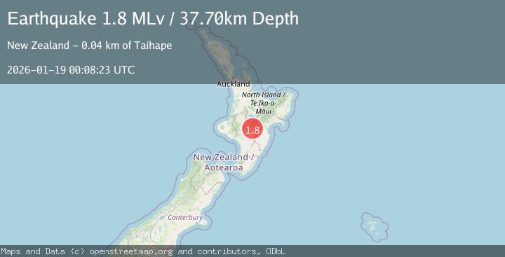 Map of North Island, New Zealand