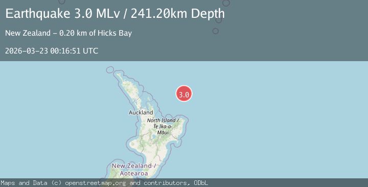 Map of Off East Coast of North Island, New Zealand