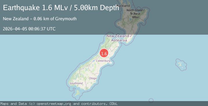 Map of South Island, New Zealand