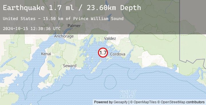 Map of 31 km SSW of Tatitlek, Alaska