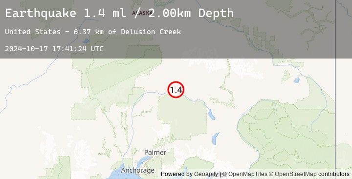 Map of 65 km SE of Cantwell, Alaska
