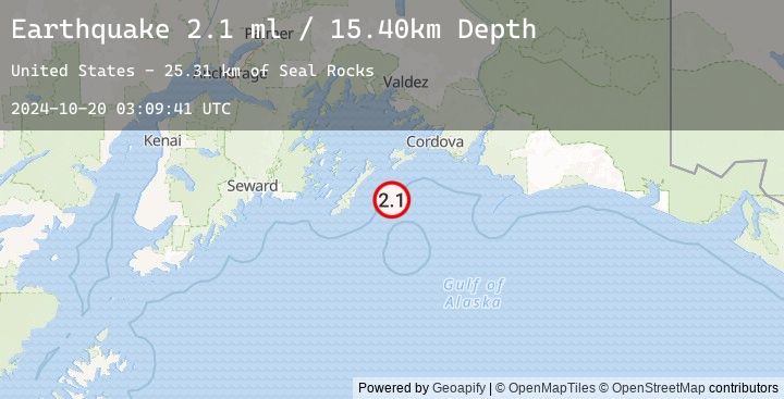 Map of 78 km E of Chenega, Alaska