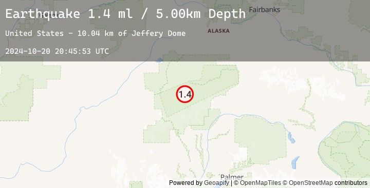 Map of 44 km SE of Denali National Park, Alaska