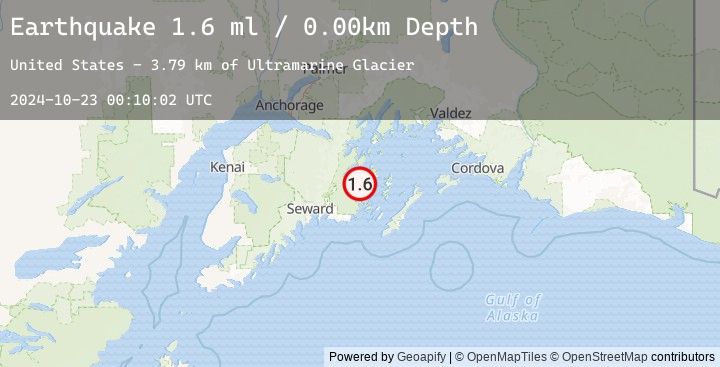 Map of 38 km NNW of Chenega, Alaska