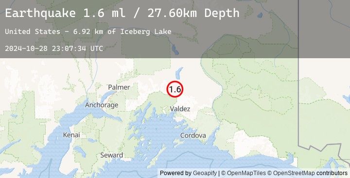 Map of 49 km NNW of Valdez, Alaska