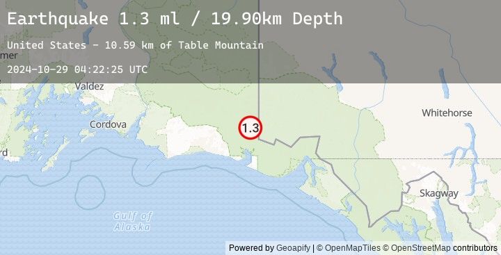 Map of 135 km NW of Yakutat, Alaska