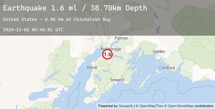 Map of 25 km SSW of Anchorage, Alaska
