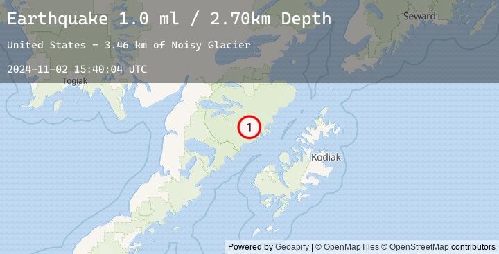Map of 83 km NNW of Karluk, Alaska