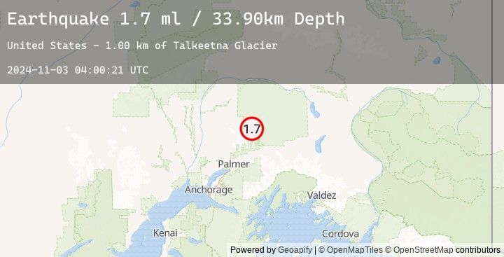 Map of 36 km N of Chickaloon, Alaska