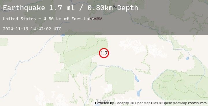Map of 13 km SSW of Cantwell, Alaska