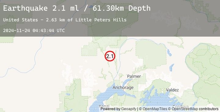 Map of 23 km S of Petersville, Alaska