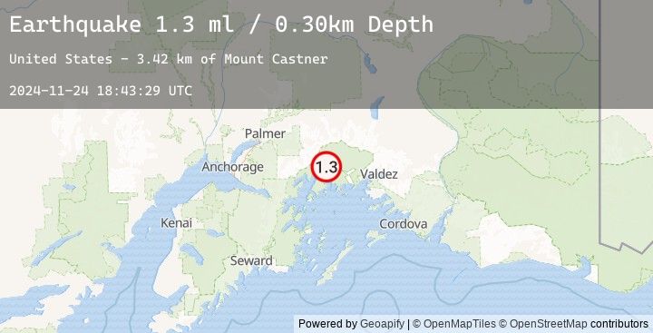 Map of 64 km NW of Tatitlek, Alaska