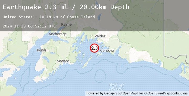 Map of 26 km SSW of Tatitlek, Alaska