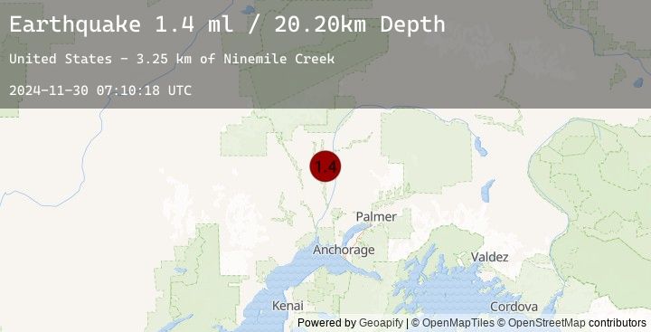 Map of 16 km SSW of Trapper Creek, Alaska
