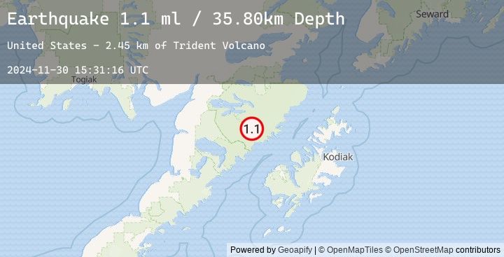 Map of 85 km NNW of Karluk, Alaska