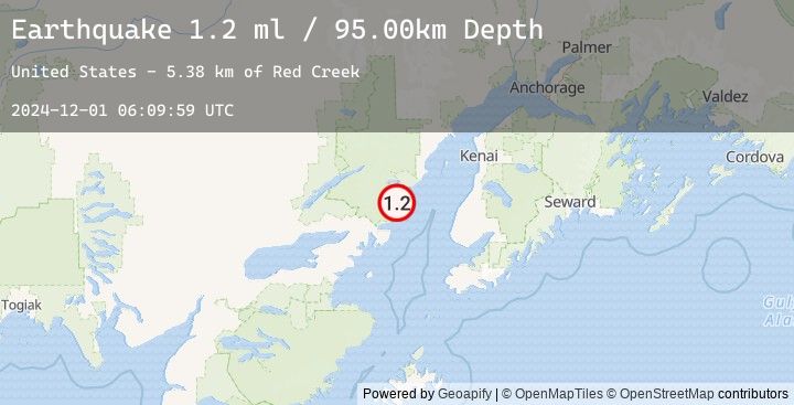Map of 66 km WNW of Happy Valley, Alaska