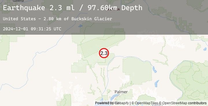 Map of 55 km NNE of Petersville, Alaska