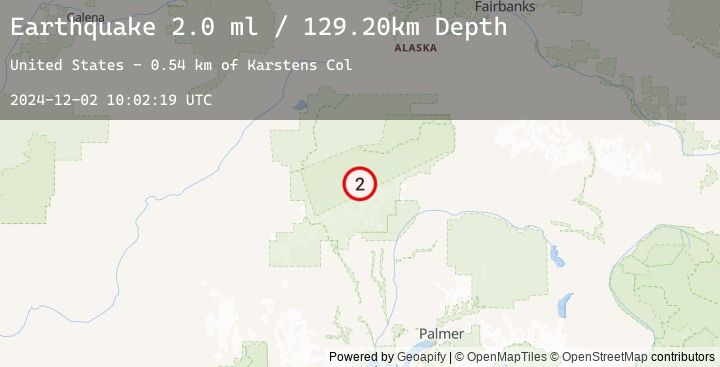 Map of 61 km SE of Denali National Park, Alaska