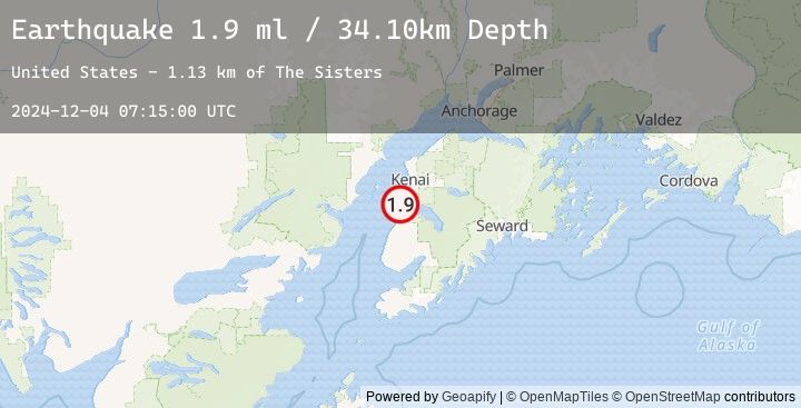 Map of 9 km NNW of Clam Gulch, Alaska