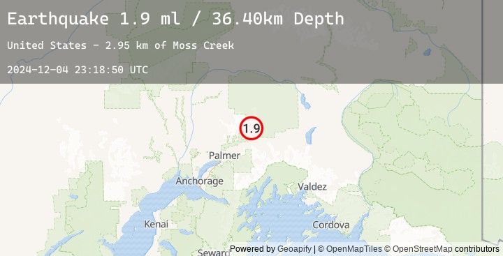 Map of 25 km NNE of Chickaloon, Alaska