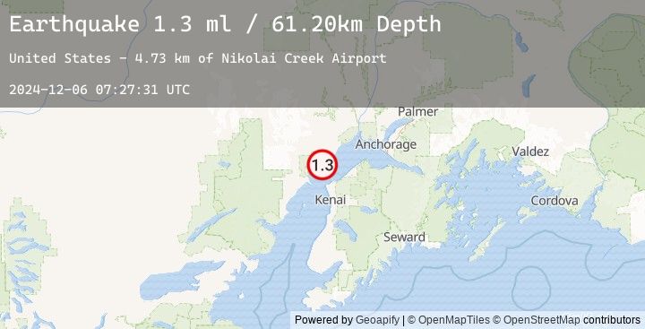 Map of 20 km WSW of Tyonek, Alaska