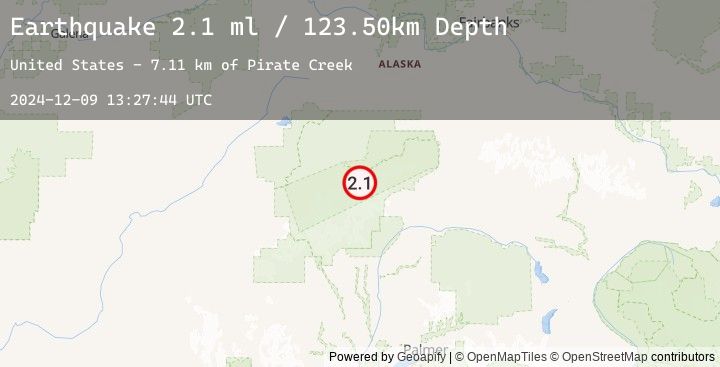 Map of 65 km ESE of Denali National Park, Alaska