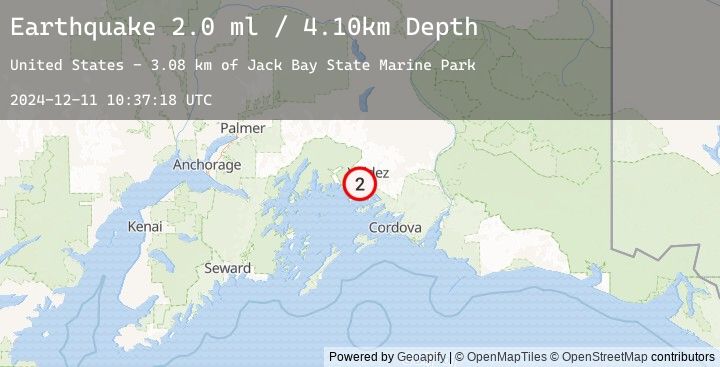 Map of 16 km SW of Valdez, Alaska