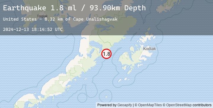 Map of 68 km W of Karluk, Alaska