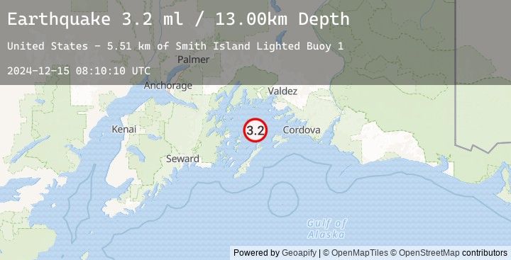 Map of 45 km SW of Tatitlek, Alaska