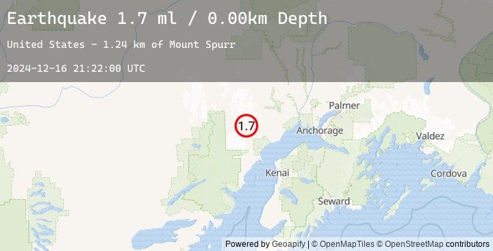 Map of 64 km WNW of Tyonek, Alaska