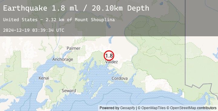 Map of 25 km NNW of Valdez, Alaska