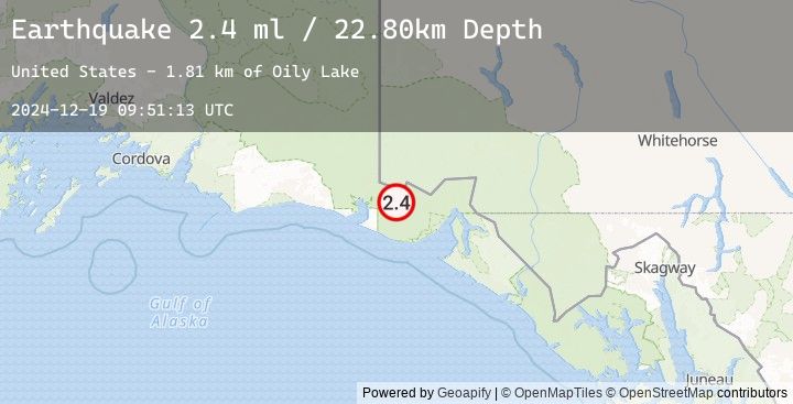 Map of 81 km NW of Yakutat, Alaska