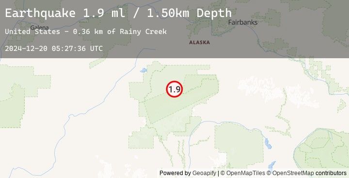 Map of 45 km E of Denali National Park, Alaska
