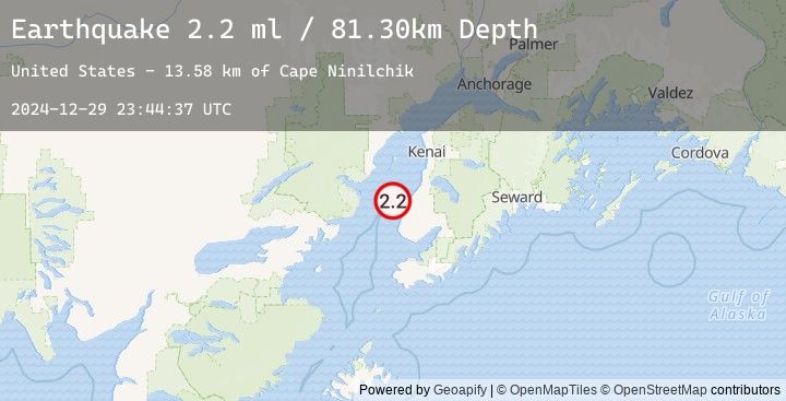 Map of 15 km W of Ninilchik, Alaska