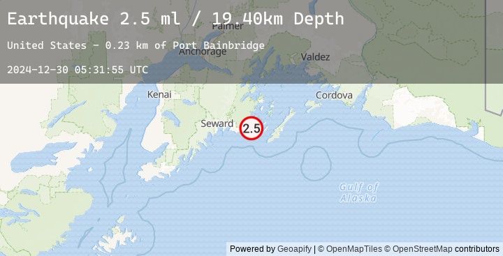 Map of 19 km WSW of Chenega, Alaska