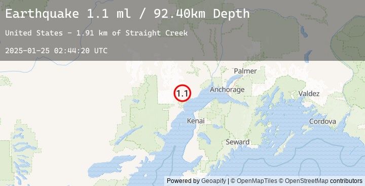 Map of 38 km WNW of Tyonek, Alaska