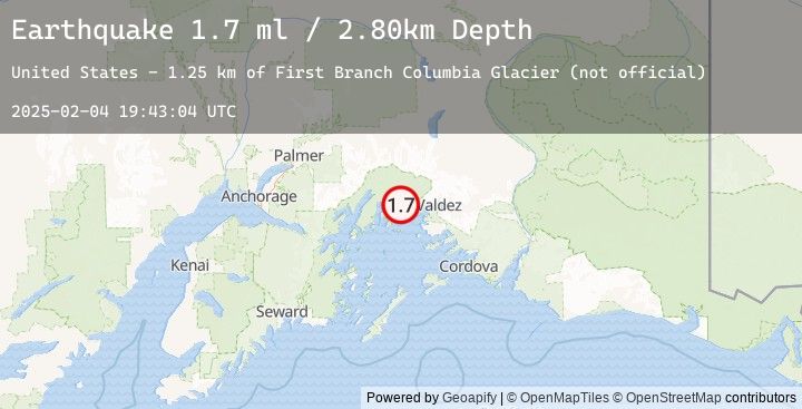 Map of 37 km NW of Tatitlek, Alaska
